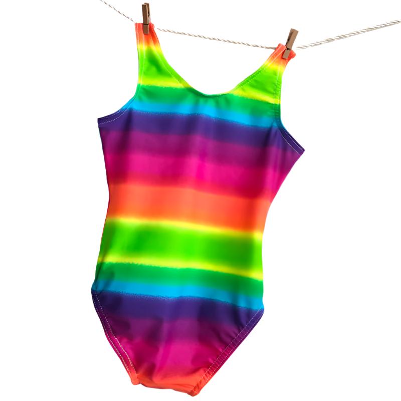 WHITE RAINBOW LEOTARD & SHORTS SET