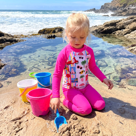 AMALFI LONG SLEEVE RASHIE SET with a choice of Fluro colours & bottoms
