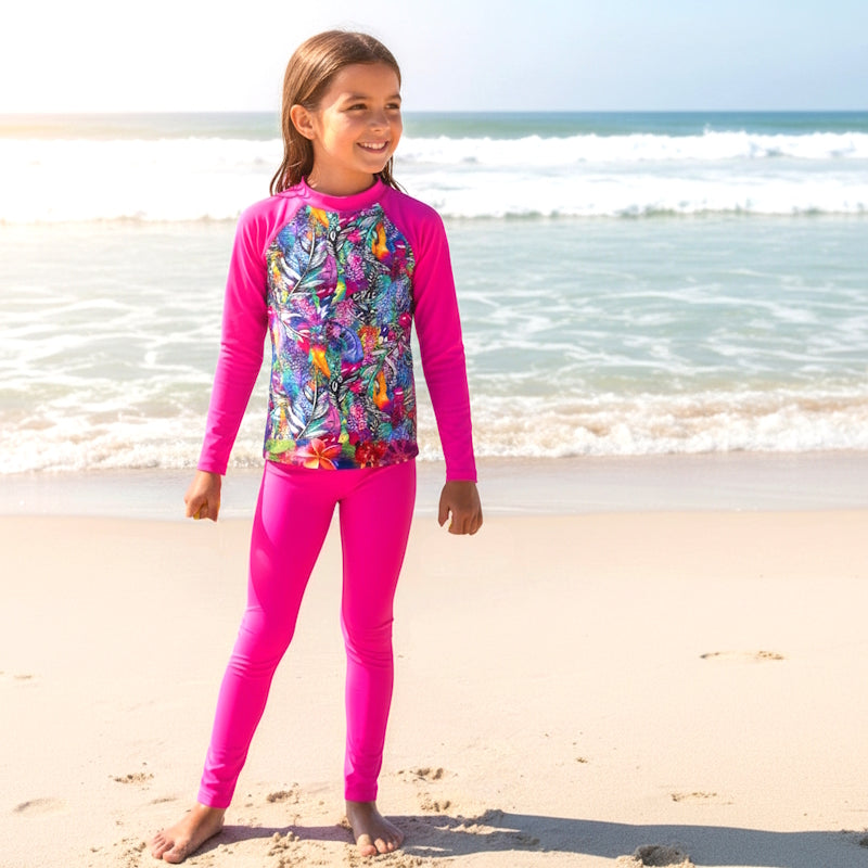 Fluro long sleeve rashie swim top and full leggings