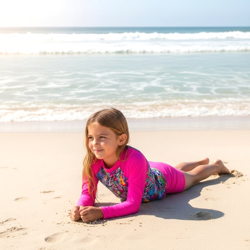 ARUBA LONG SLEEVE RASHIE SET with a choice of Fluro colours & bottoms