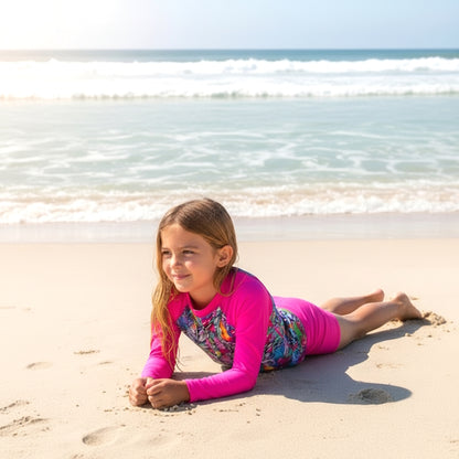 ARUBA LONG SLEEVE RASHIE SET with a choice of Fluro colours & bottoms