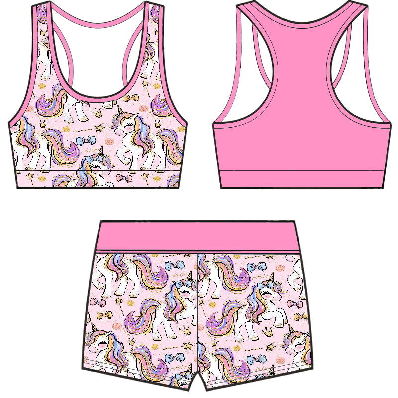 UNICORN MAGIC CROP & SHORTS SET