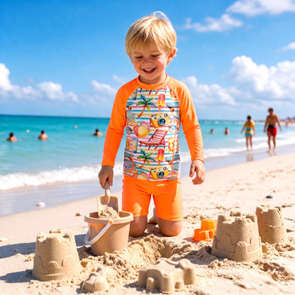 WHITSUNDAY LONG SLEEVE RASHIE SET with a choice of Fluro colours & bottoms
