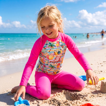 WHITSUNDAY LONG SLEEVE RASHIE SET with a choice of Fluro colours & bottoms