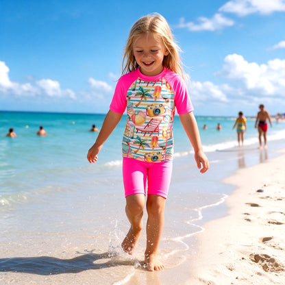WHITSUNDAY SHORT SLEEVE RASHIE SET with a choice of Fluro colours & bottoms