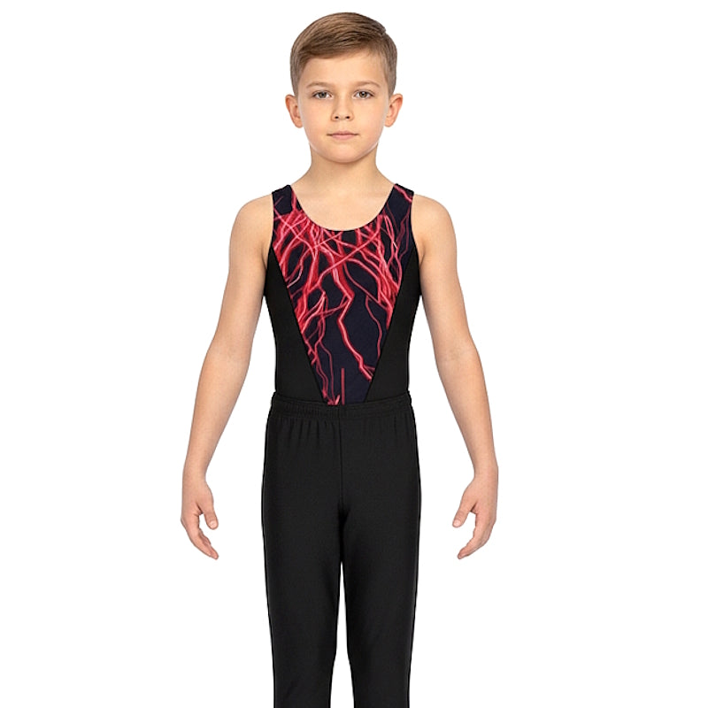 BOYS V FRONT RED LIGHTNING BIKETARD or LEOTARD
