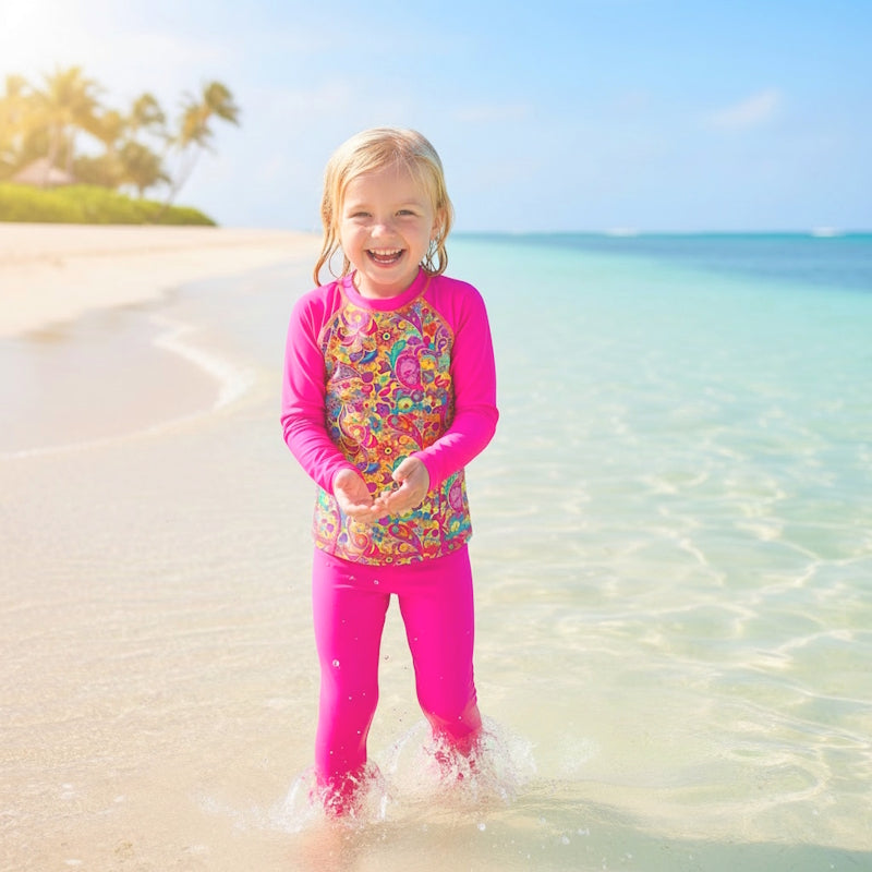 CALYPSO LONG SLEEVE RASHIE SET with a Choice of Bottoms