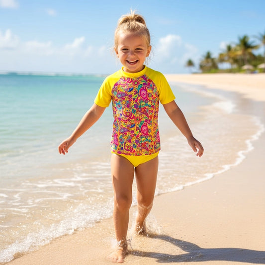 CALYPSO SHORT SLEEVE RASHIE SET with a Choice of Bottoms