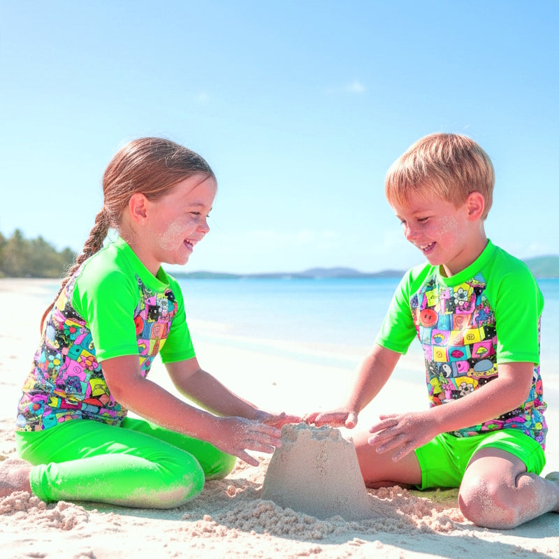 BAHAMAS SHORT SLEEVE RASHIE SET with a choice of bottoms