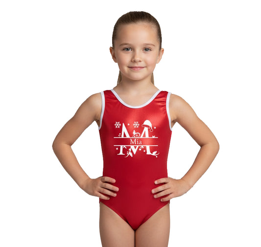 CHRISTMAS INITIAL - RED - LEOTARD or BIKETARD