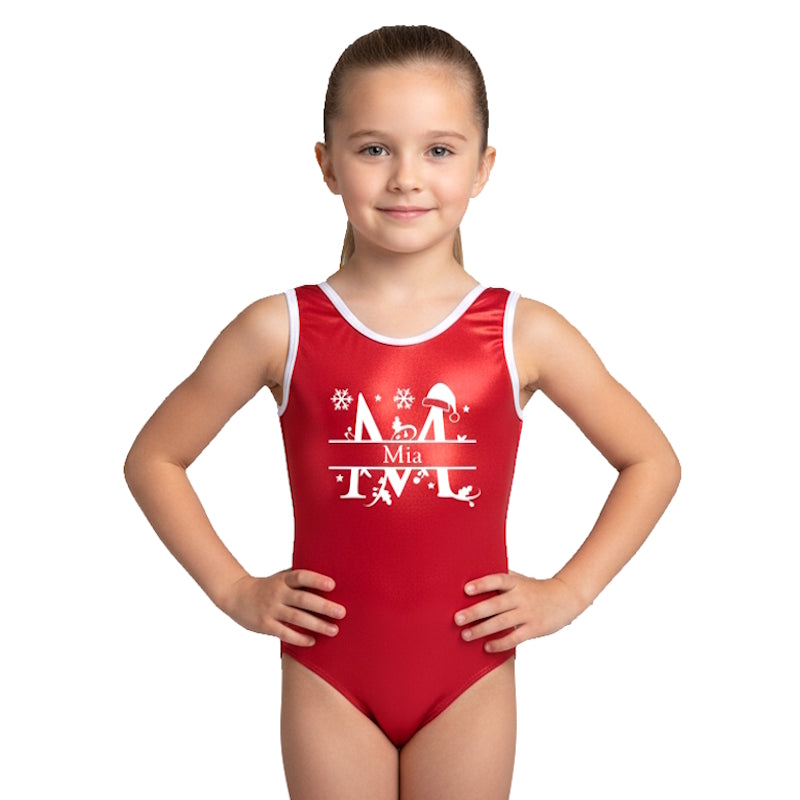 CHRISTMAS INITIAL - RED - LEOTARD or BIKETARD