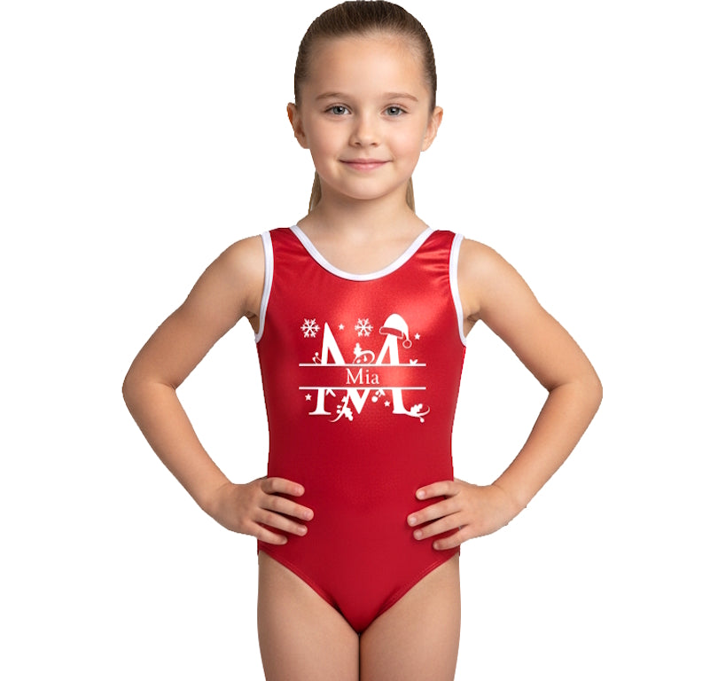 CHRISTMAS INITIAL - RED - LEOTARD or BIKETARD