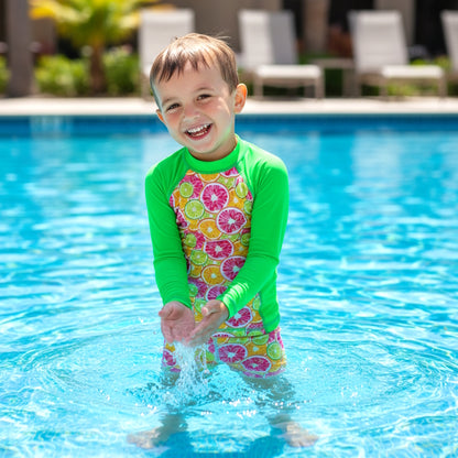 KOKOMO LONG SLEEVE RASHIE SET with a choice of Fluro colours & bottoms
