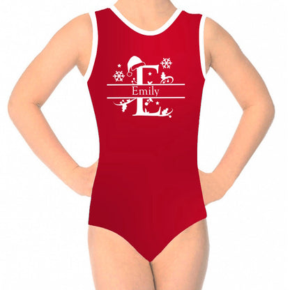 CHRISTMAS INITIAL - RED - LEOTARD or BIKETARD