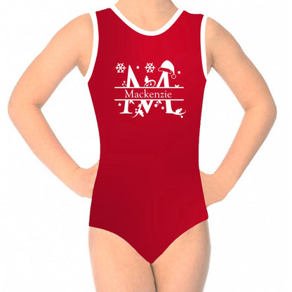 CHRISTMAS INITIAL - RED - LEOTARD or BIKETARD