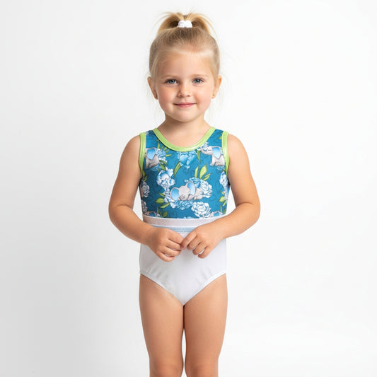FLORAL ELEPHANTS LEOTARD - SIZE 6