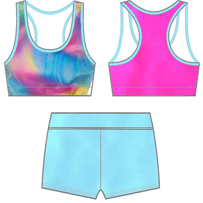 FLOSSY BLUE CROP & SHORTS SET