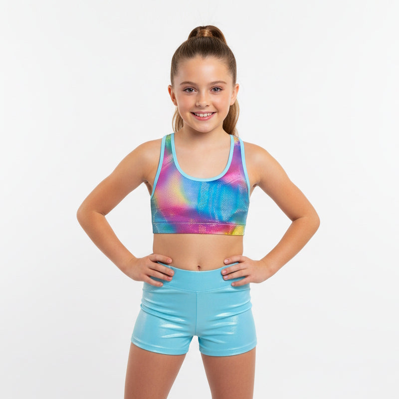 FLOSSY BLUE CROP & SHORTS SET