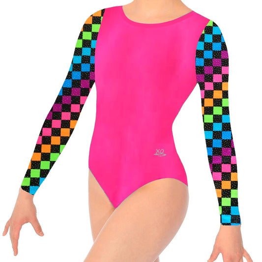 CHECKERS LONG SLEEVE LEOTARD - 5 Colours