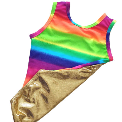 GOLD RAINBOW LEOTARD or BIKETARD