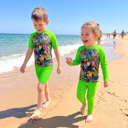 ZANZIBAR LONG SLEEVE RASHIE SET with a choice of Fluro colours & bottoms