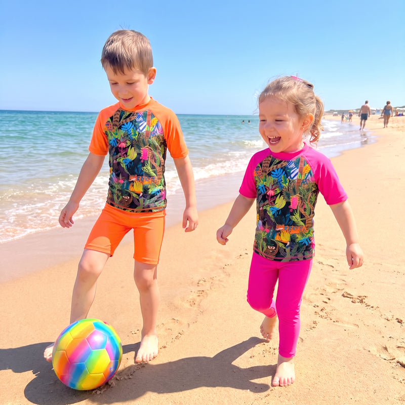 ZANZIBAR SHORT SLEEVE RASHIE SET with a choice of Fluro colours & bottoms