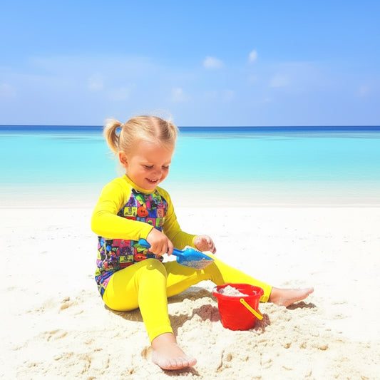 Long sleeve fluro yellow rashie and leggings swim set