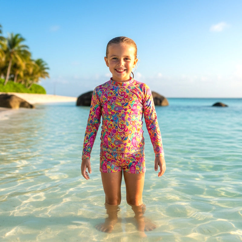 CALYPSO LONG OR SHORT SLEEVE RASHIE & SHORTS SET