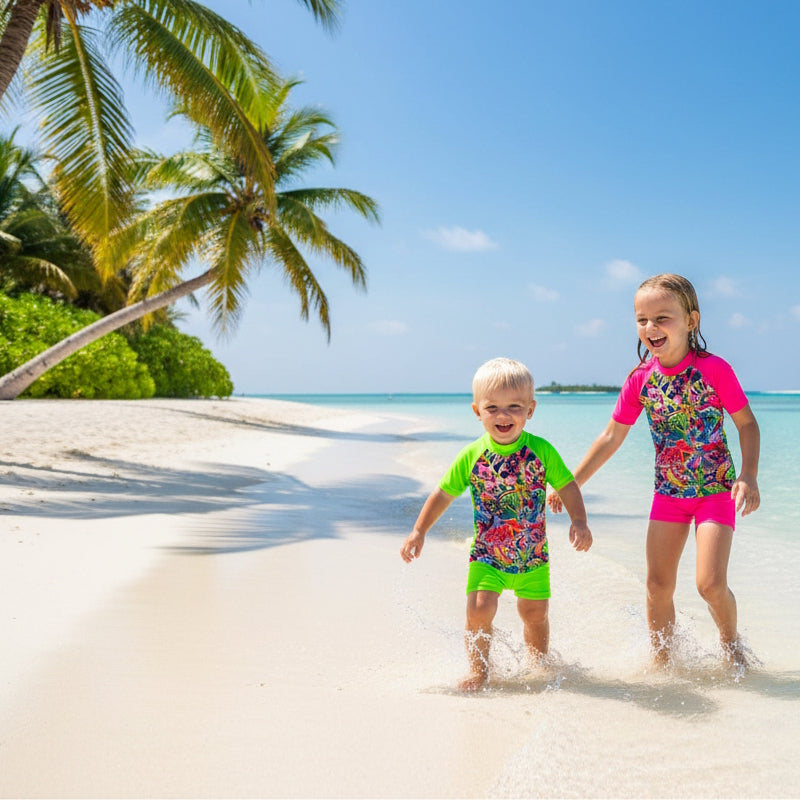 MIAMI SHORT SLEEVE RASHIE SET with a choice of bottoms