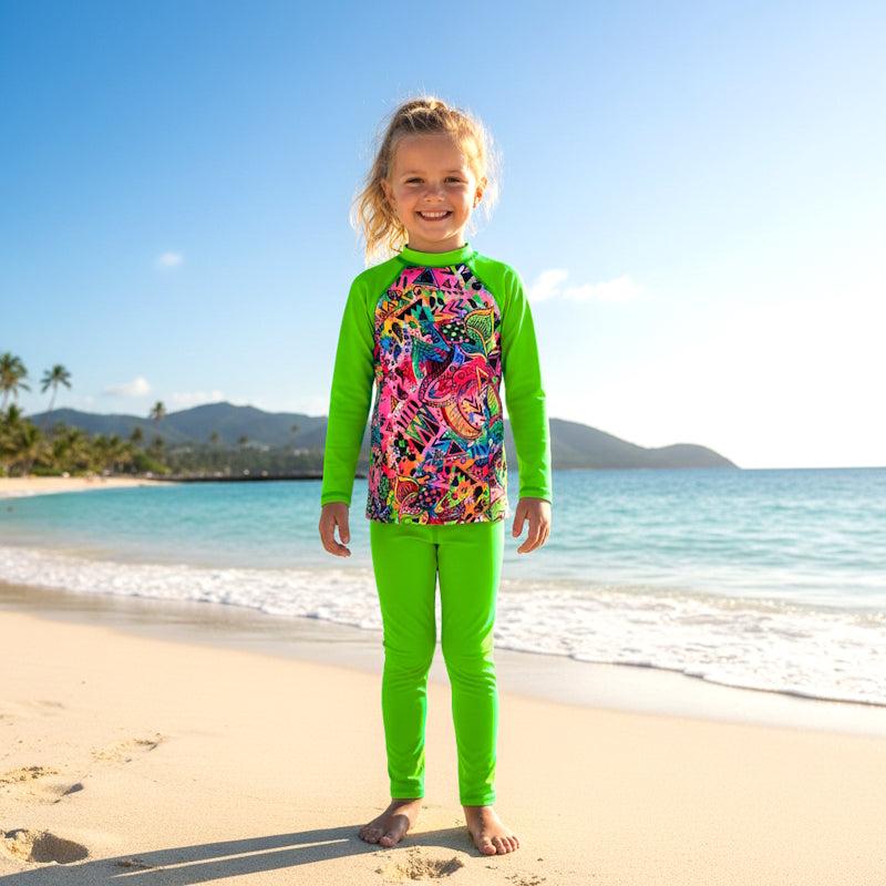 MIAMI FULL LENGTH RASHIE SET with a choice of Fluro colours