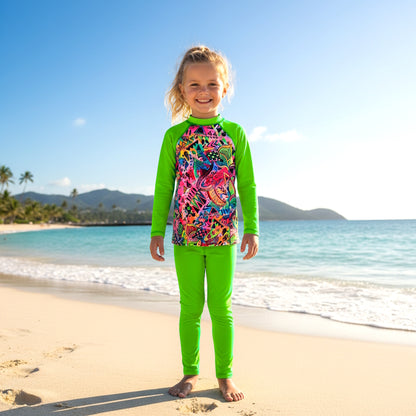 MIAMI FULL LENGTH RASHIE SET with a choice of Fluro colours