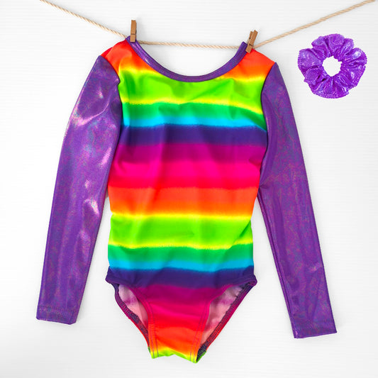 PURPLE RAINBOW LONG SLEEVE LEOTARD