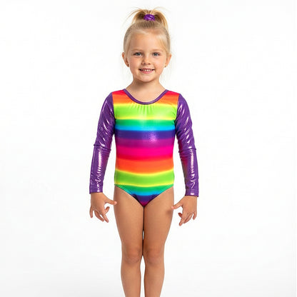 PURPLE RAINBOW LONG SLEEVE LEOTARD