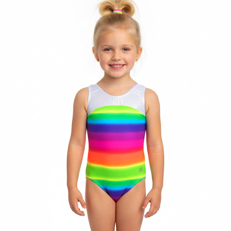 Bright rainbow gymnastics leotard
