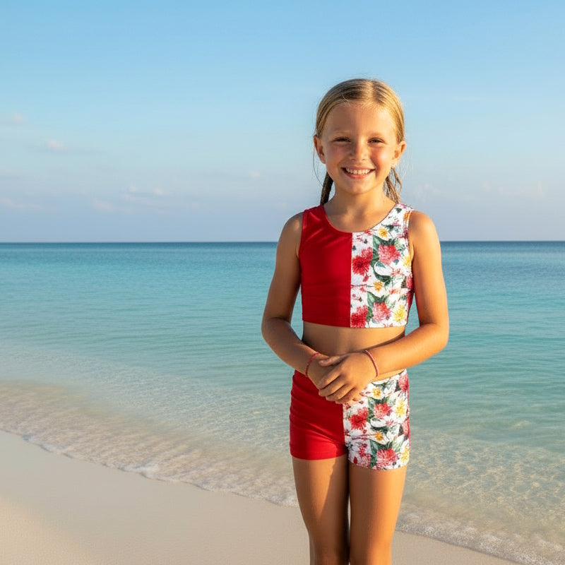 PARADISE HALF n HALF CROP SWIM SET