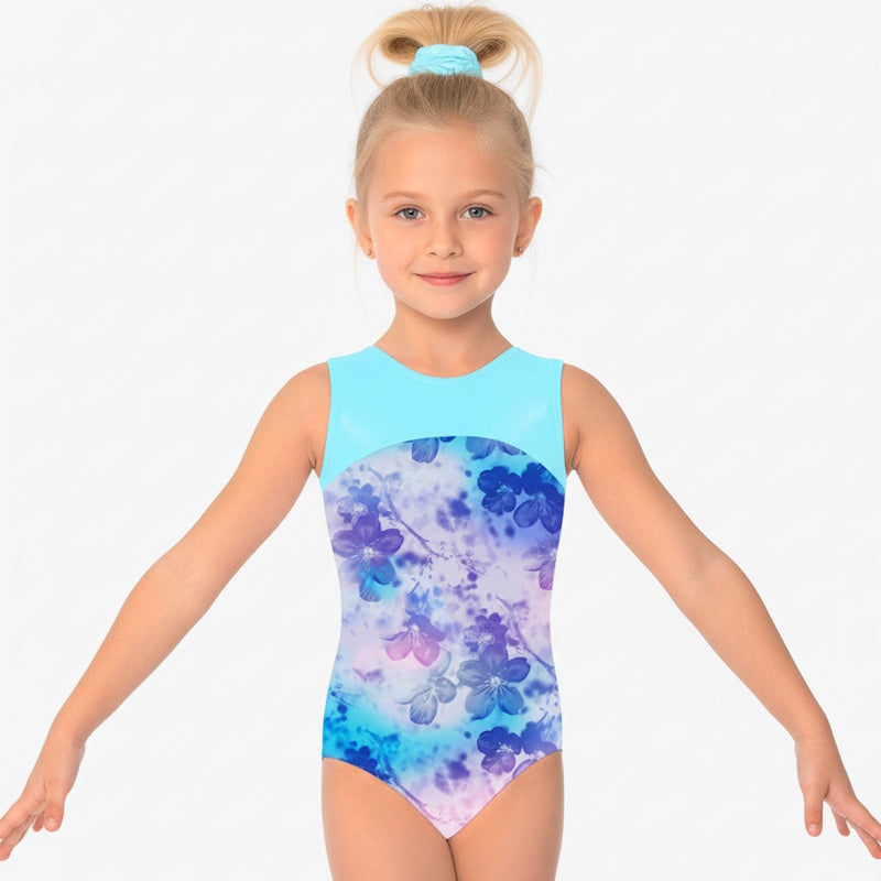 Floral gymnastics dance leotard