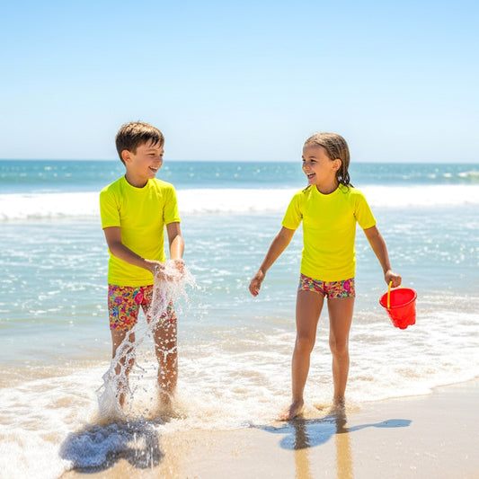 CALYPSO YELLOW SHORT SLEEVE RASHIE SET with a choice of bottoms