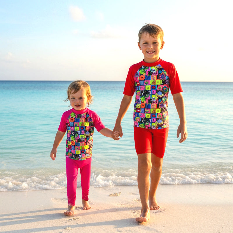 BAHAMAS SHORT SLEEVE RASHIE SET with a choice of bottoms