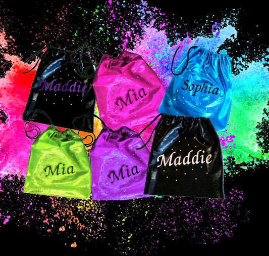 PERSONALISED BAGS & SCRUNCHIE - NO CRYSTALS - ALL COLOURS