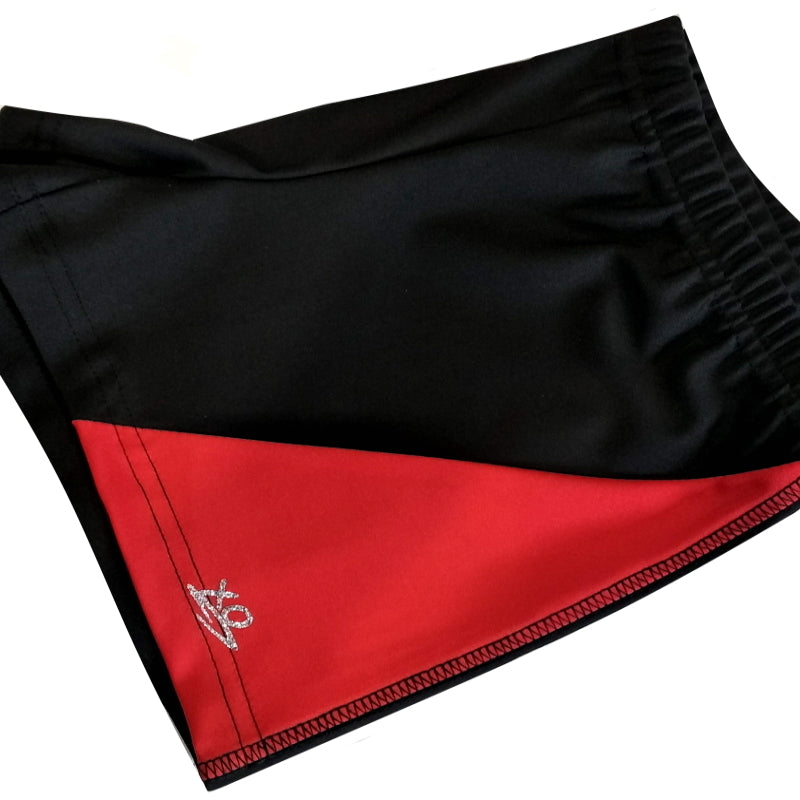 BOYS BLACK & RED PANEL SHORTS