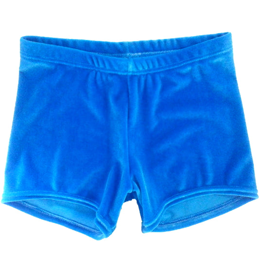 BRIGHT BLUE VELVET SHORTS