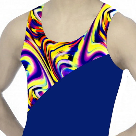 BOYS ROYAL SWIRLS BIKETARD or LEOTARD