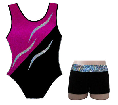 Black Berry Silver Crystals Lycra Gymnastics Dance Leotard Inspire xo