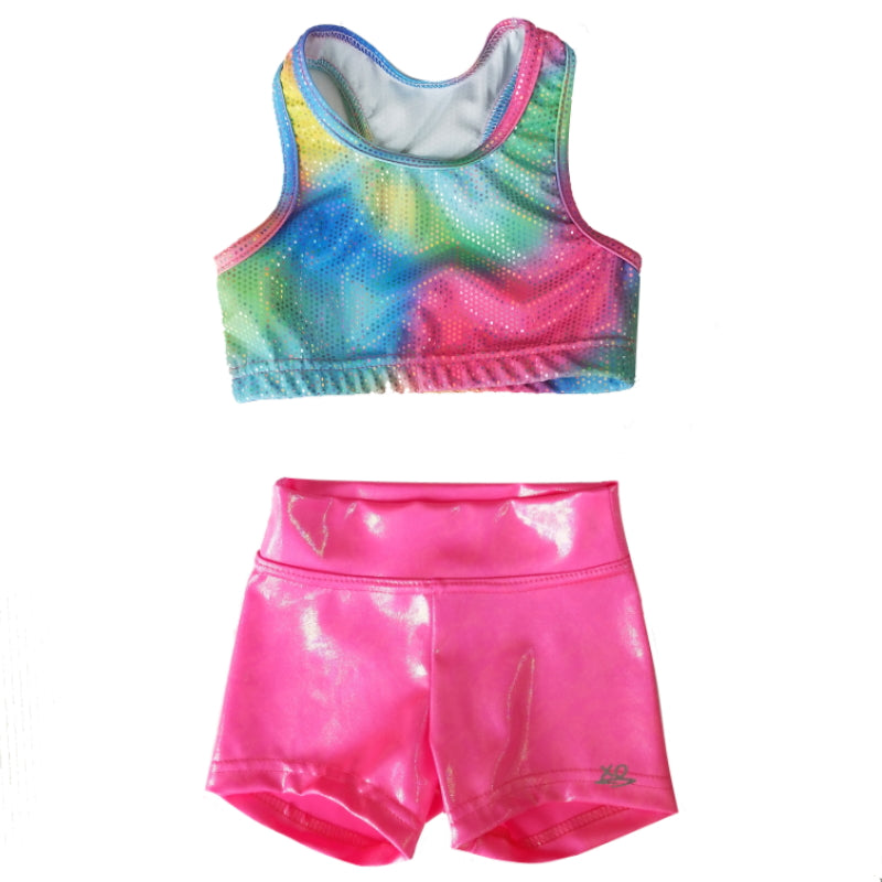 FLOSSY FLURO CROP & SHORTS SET