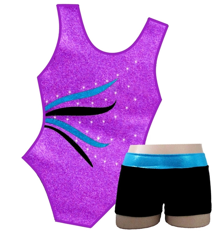 ORCHID & CRYSTALS LEOTARD & SHORTS SET