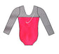 Red Pink Long Sleeve Competition Leotard crystals Gymnastics Dance Inspire xo