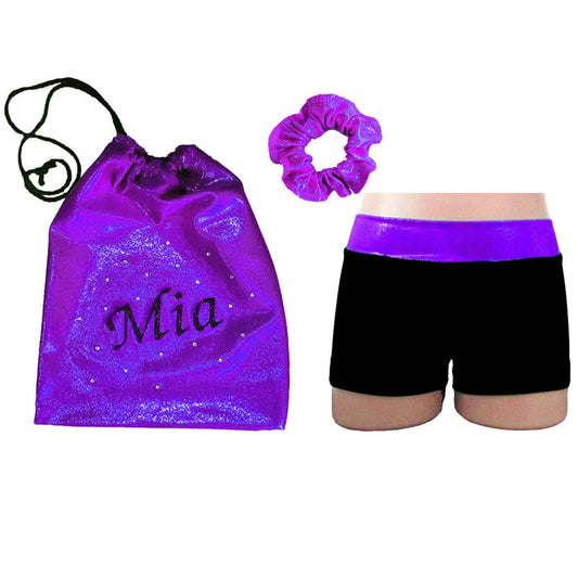 PURPLE/PINK PERSONALISED BAG & SHORTS