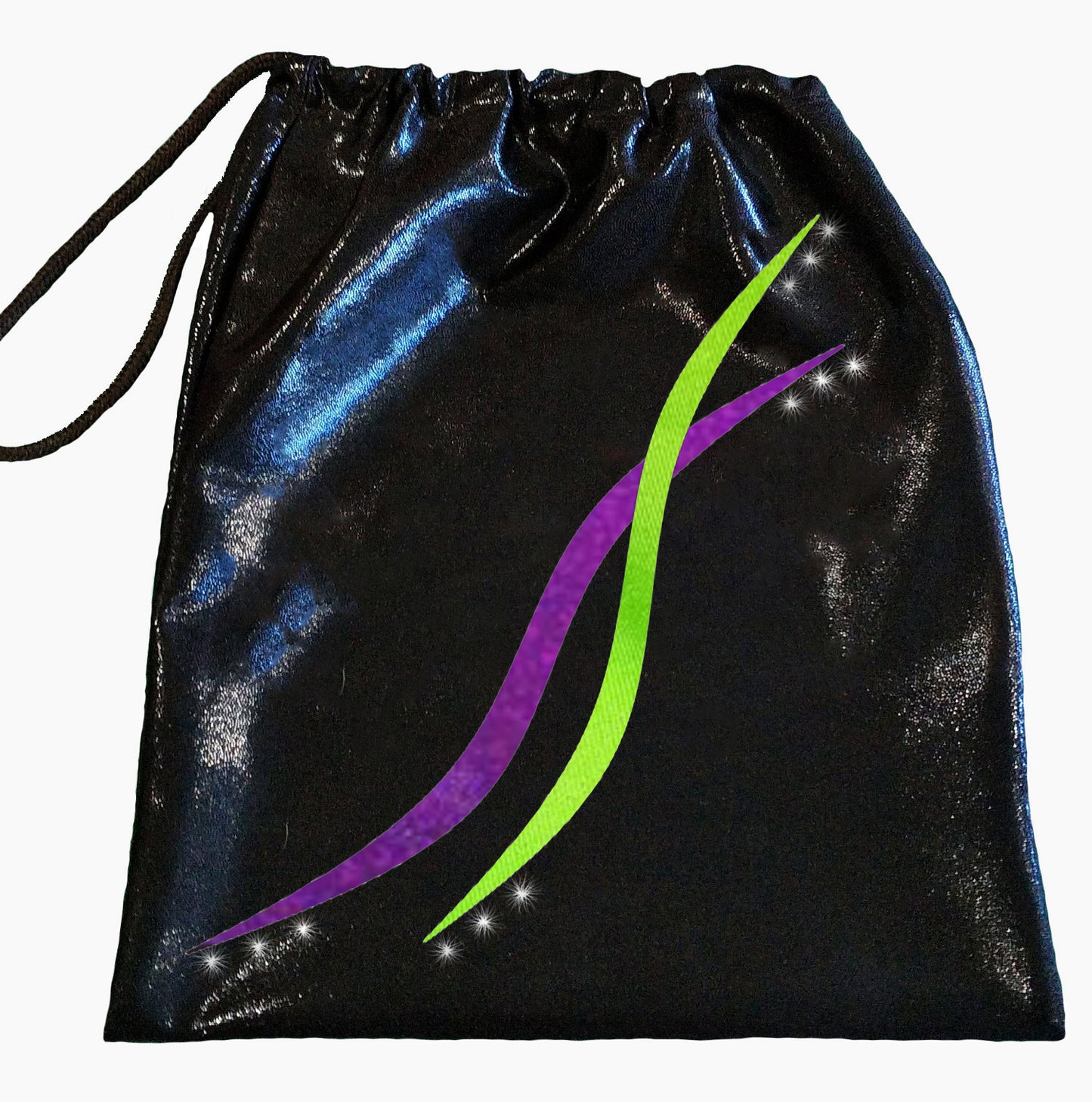 Black Purple Lime Gymnastics Dance Handguard Drawstring Bag Inspire xo