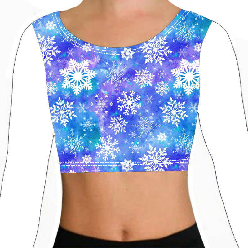 SNOWFLAKE LONG SLEEVE CROP TOP - Size 8